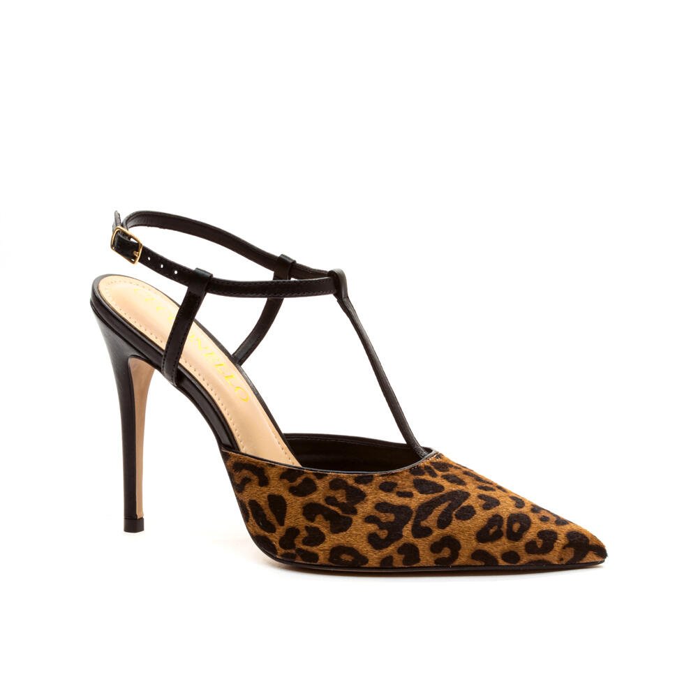 Slingback Couro Pelo Onça Salto Alto Cecconello 2624003-1 Onça/Camel 3