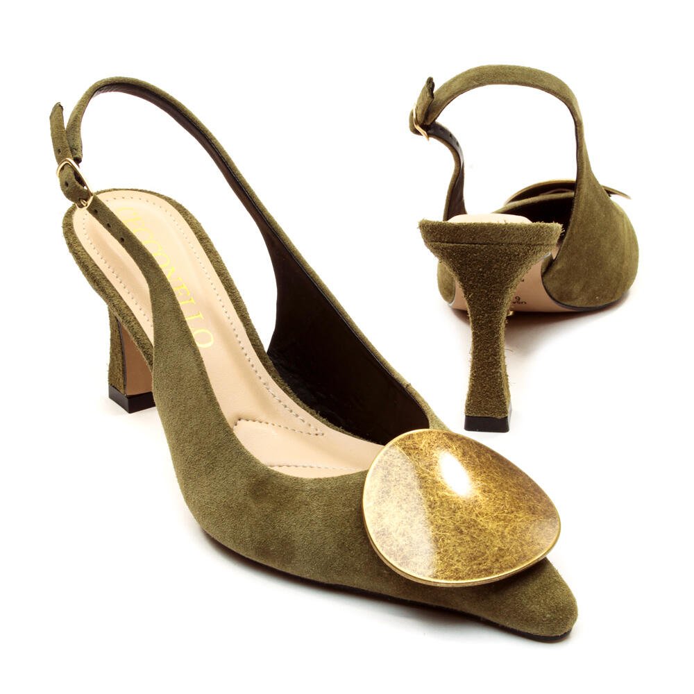 Slingback Couro Verde Salto Médio Cecconello 2640002-2 Verde 5