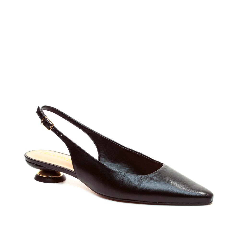 Slingback Couro Preto Salto Baixo Cecconello 2645001-9 Preto 2