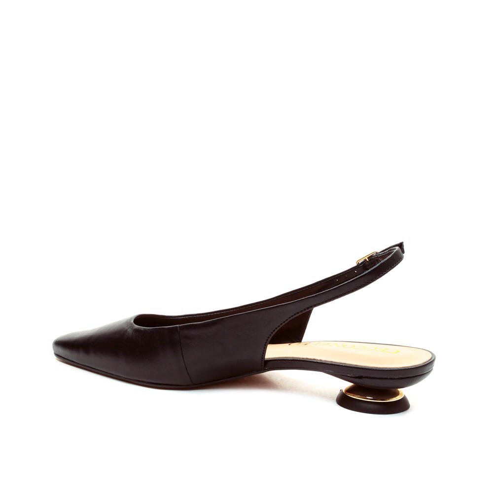 Slingback Couro Preto Salto Baixo Cecconello 2645001-9 Preto 3