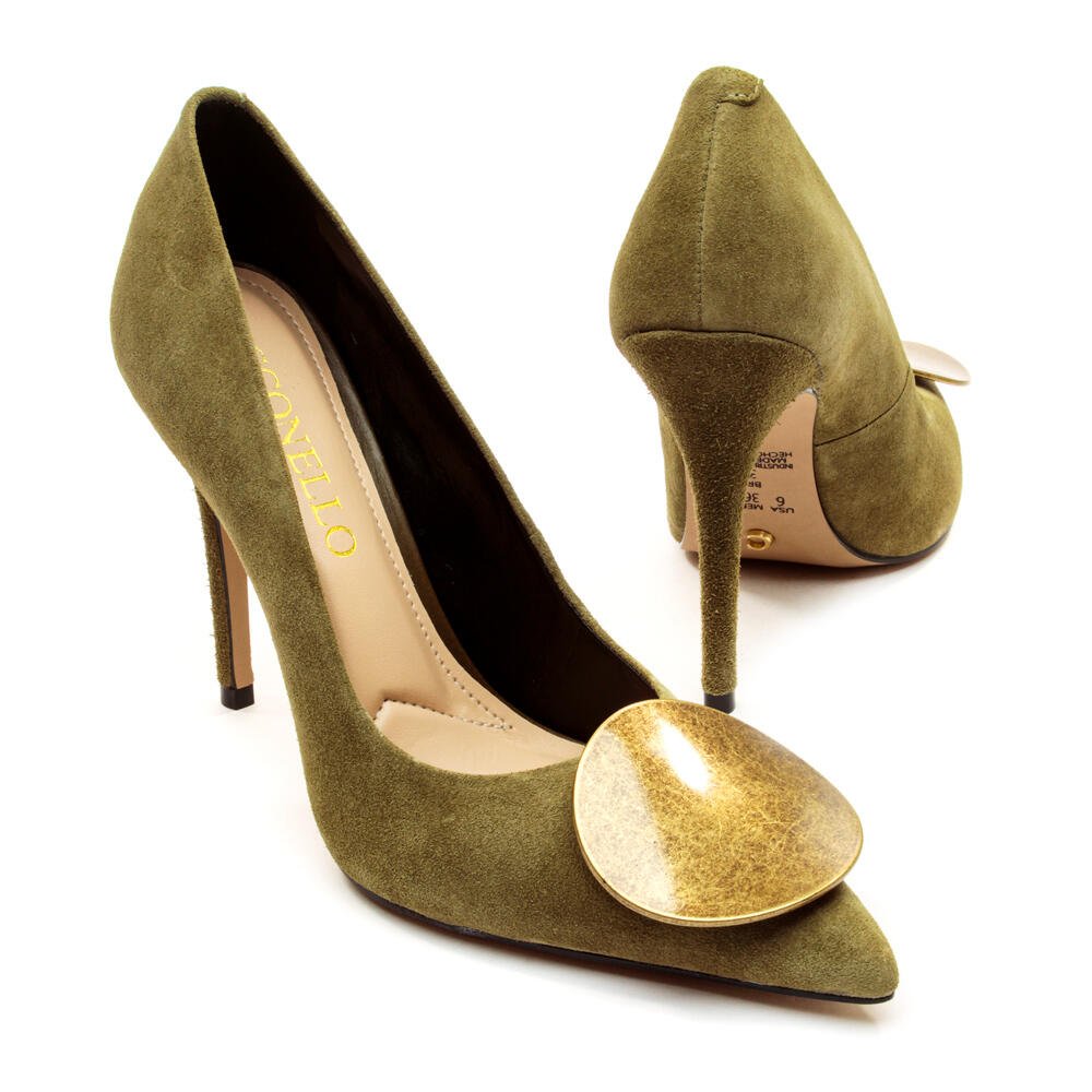 Scarpin Couro Verde Salto Alto Cecconello 2624002-1 Verde 5