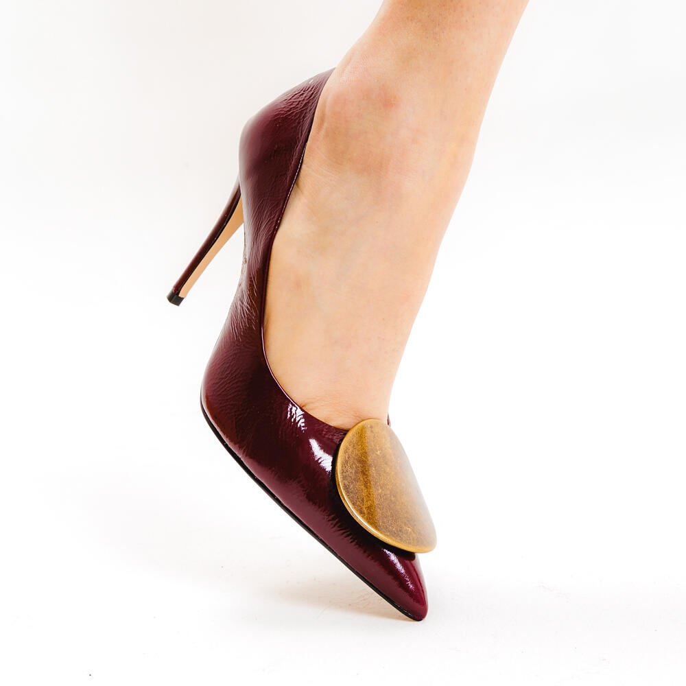 Scarpin Couro Bordô Salto Alto Cecconello 2624002-6 Bordô 2