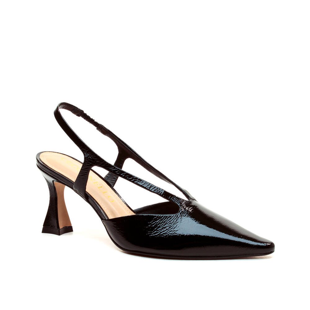 Slingback Couro Preto Salto Médio Cecconello 2632001-4 Preto 2