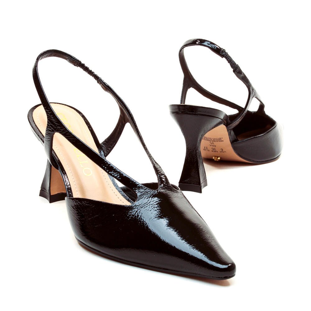 Slingback Couro Preto Salto Médio Cecconello 2632001-4 Preto 4
