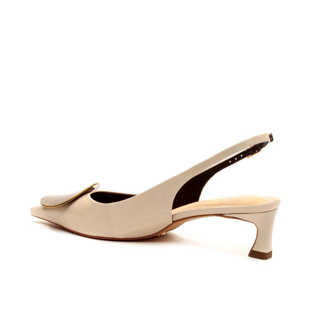 Slingback Couro Off White Salto Baixo Cecconello 2639002-2 Off White 4