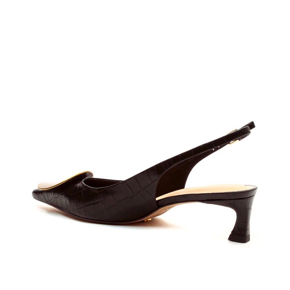 Slingback Couro Preto Salto Baixo Cecconello 2639002-3 Preto 4