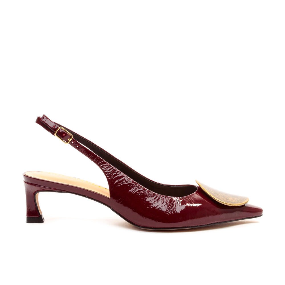 Slingback Couro Bordô Salto Baixo Cecconello 2639002-6