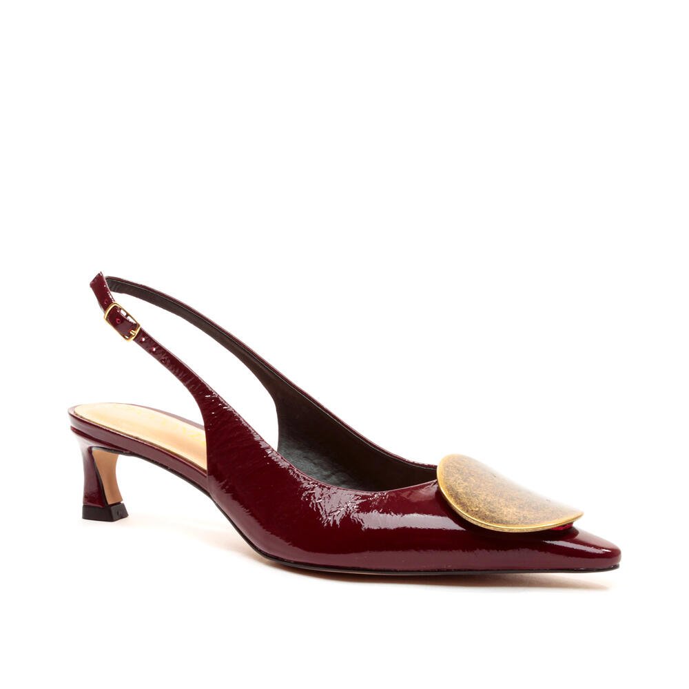 Slingback Couro Bordô Salto Baixo Cecconello 2639002-6 Bordô 3