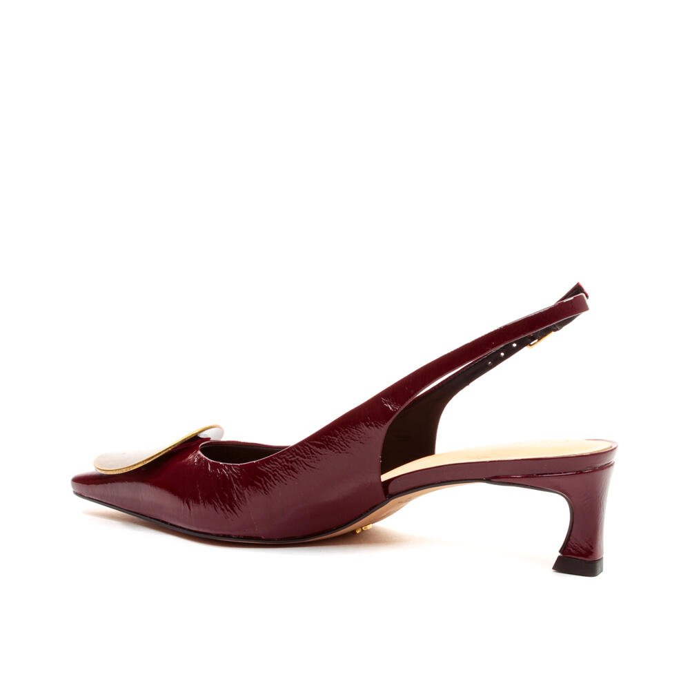 Slingback Couro Bordô Salto Baixo Cecconello 2639002-6 Bordô 4