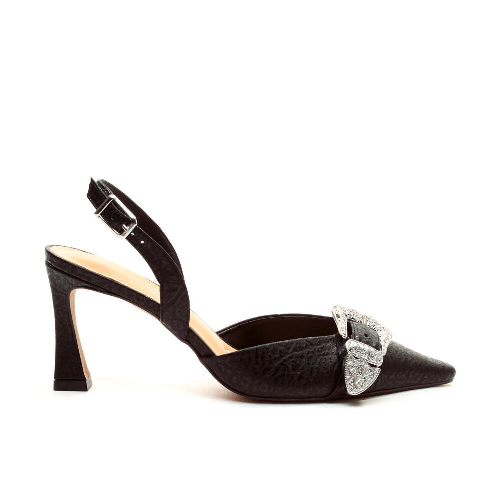 Slingback Couro Preto Salto Médio Cecconello 2640001-2