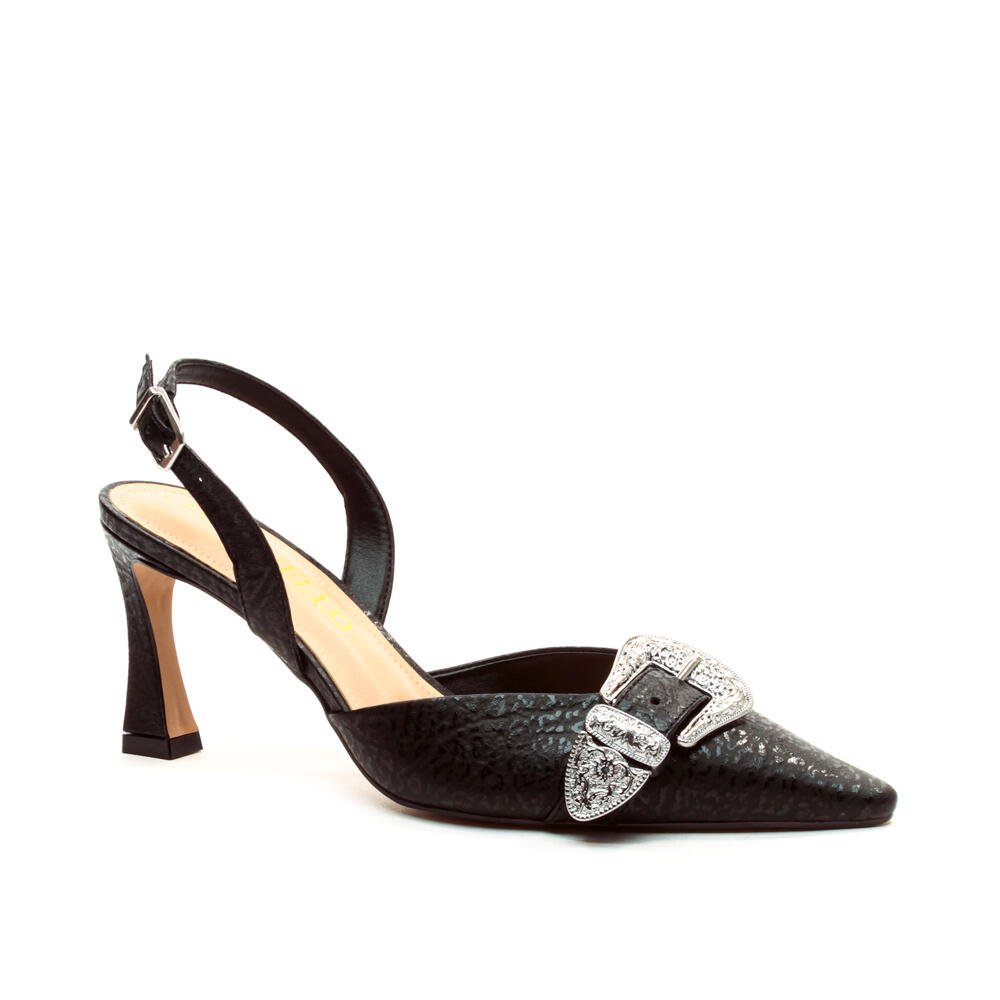 Slingback Couro Preto Salto Médio Cecconello 2640001-2 Preto 3