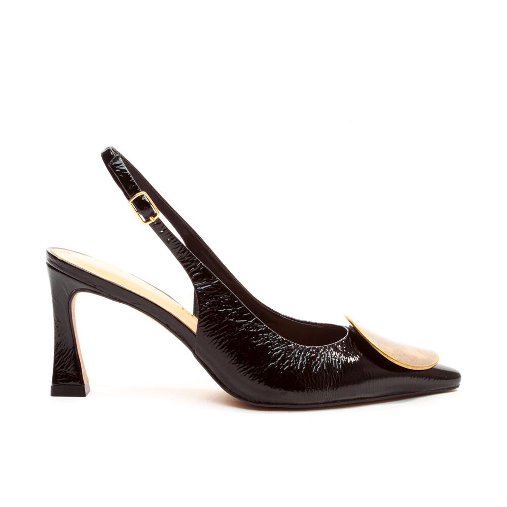 Slingback Couro Preto Salto Médio Cecconello 2640002-6