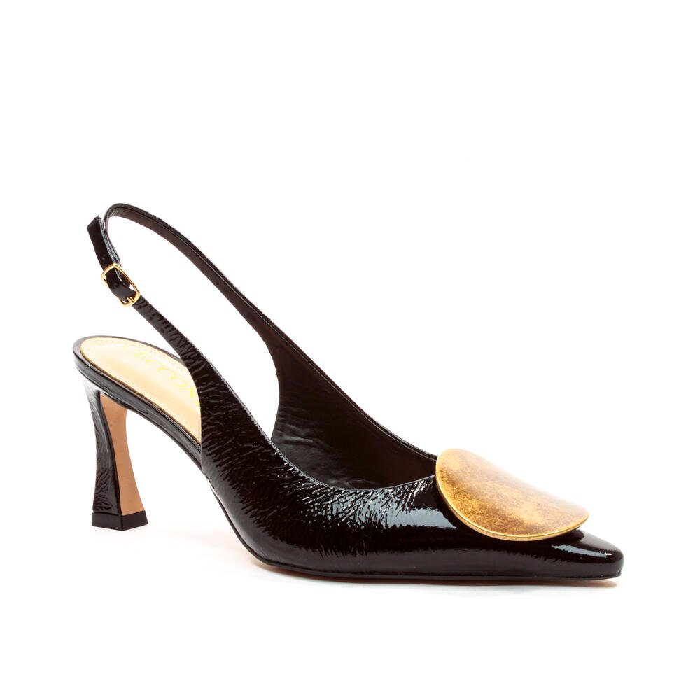 Slingback Couro Preto Salto Médio Cecconello 2640002-6 Preto 3