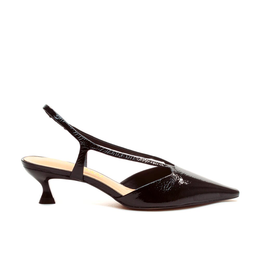 Slingback Couro Preto Salto Baixo Cecconello 2615001-3