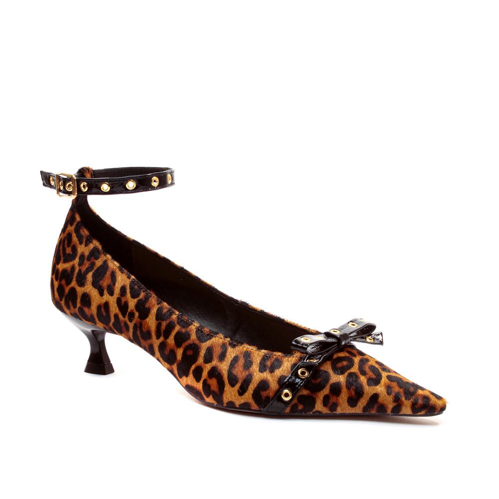 Scarpin Couro Onça Salto Baixo Cecconello 2615011-4 Onça/Camel 3