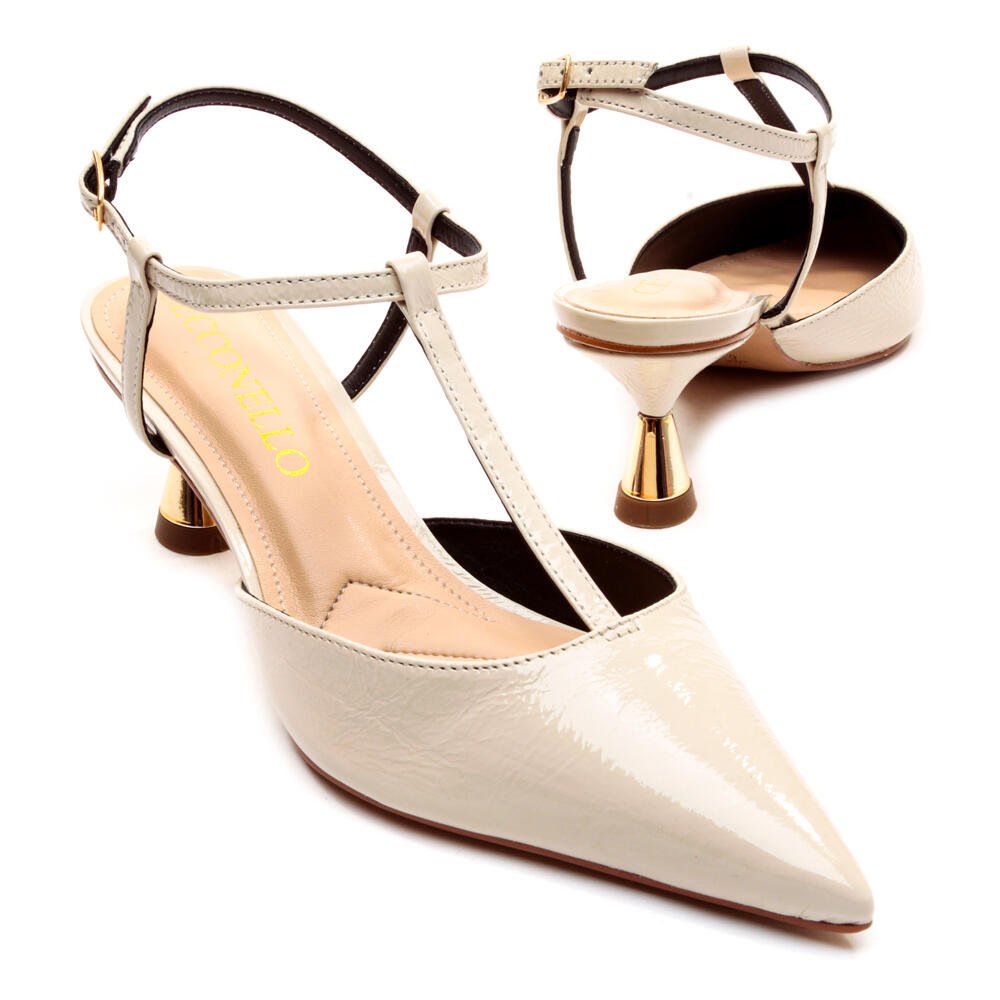 Slingback Couro Off White Salto Médio Cecconello 2620006-2 Off White 5