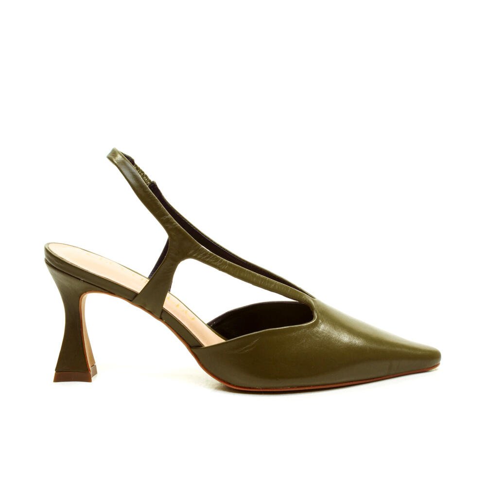 Slingback Couro Verde Salto Médio Cecconello 2632001-12
