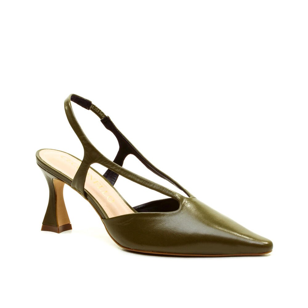Slingback Couro Verde Salto Médio Cecconello 2632001-12 Verde 2