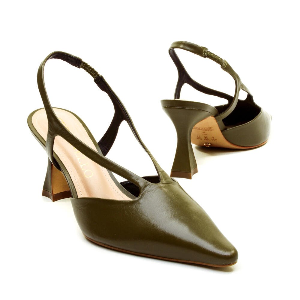 Slingback Couro Verde Salto Médio Cecconello 2632001-12 Verde 4