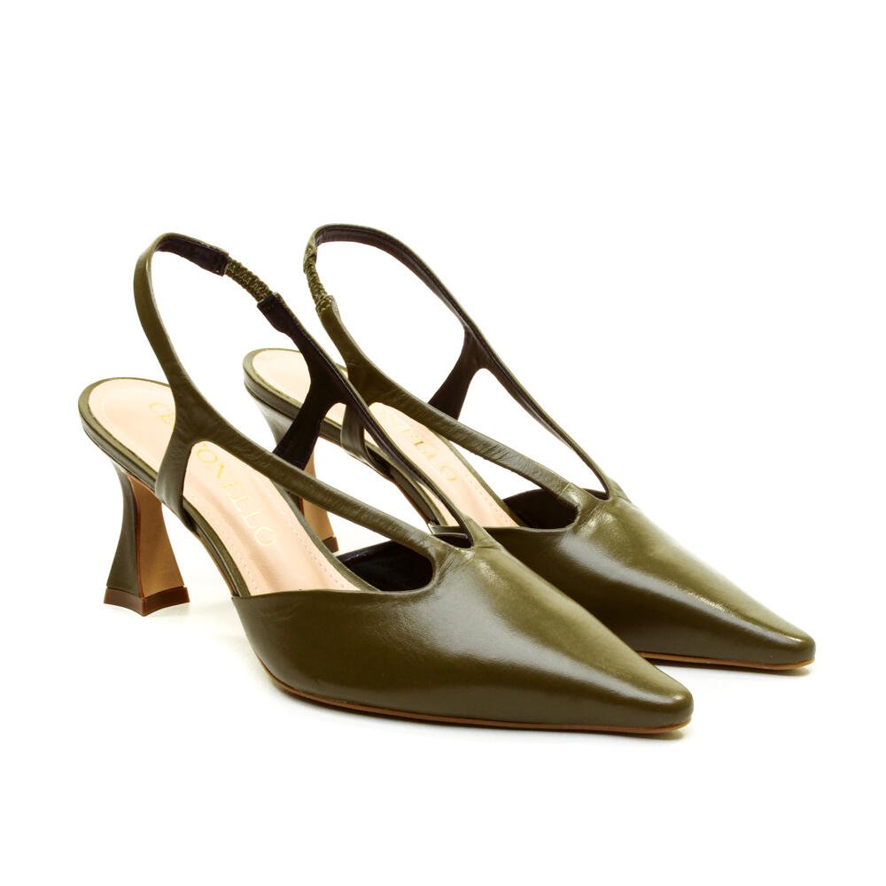 Slingback Couro Verde Salto Médio Cecconello 2632001-12 Verde 5