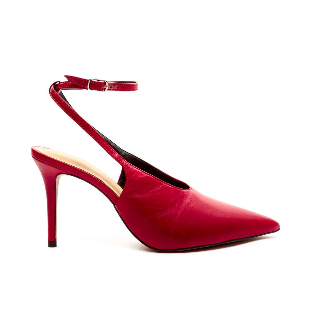 Slingback Couro Vermelho Salto Alto Cecconello 2643001-1 Vermelho 4