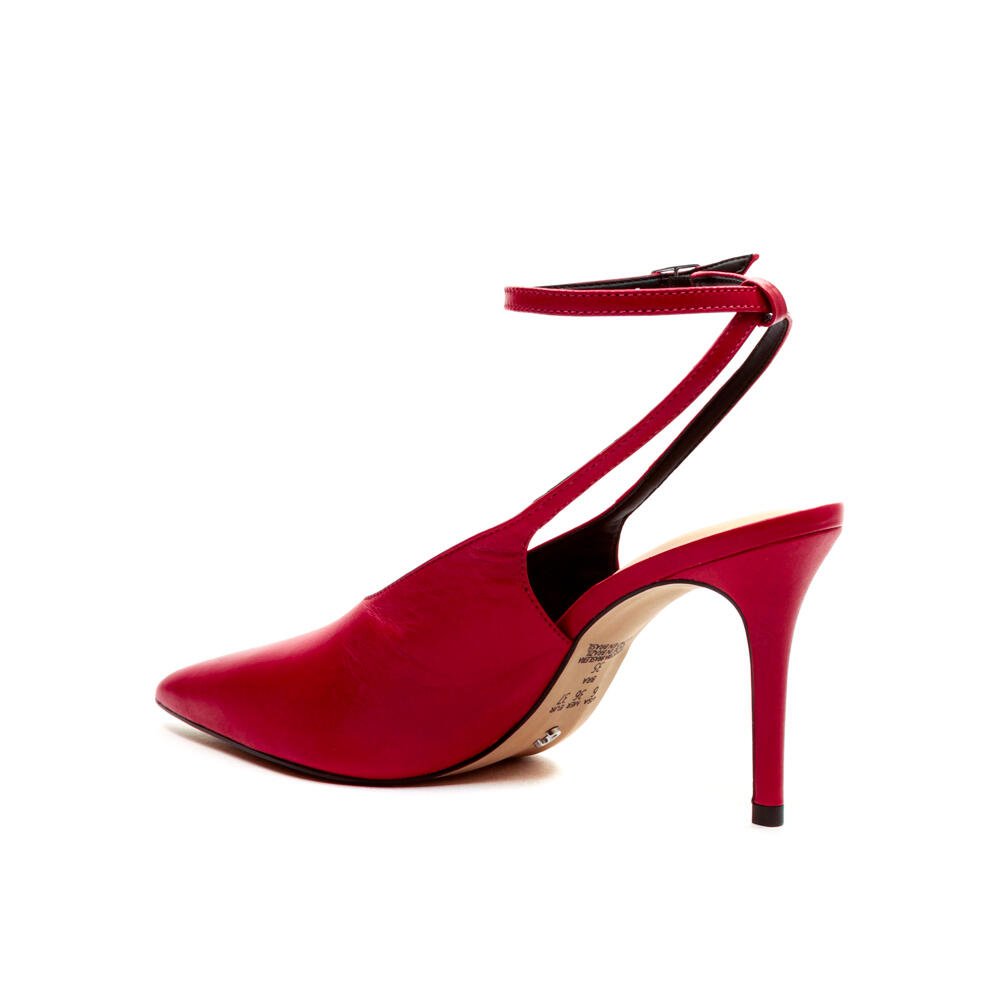 Slingback Couro Vermelho Salto Alto Cecconello 2643001-1 Vermelho 2