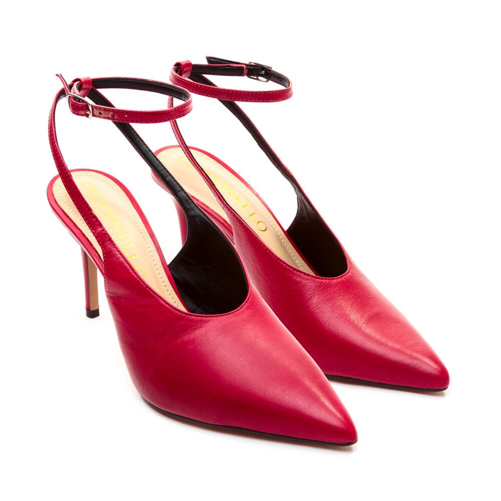 Slingback Couro Vermelho Salto Alto Cecconello 2643001-1 Vermelho 3