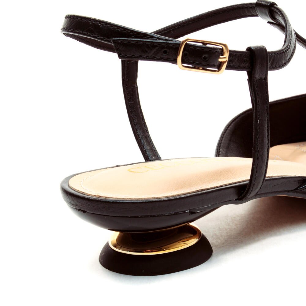 Slingback Couro Preto Salto Baixo Cecconello 2644001-3 Preto 5