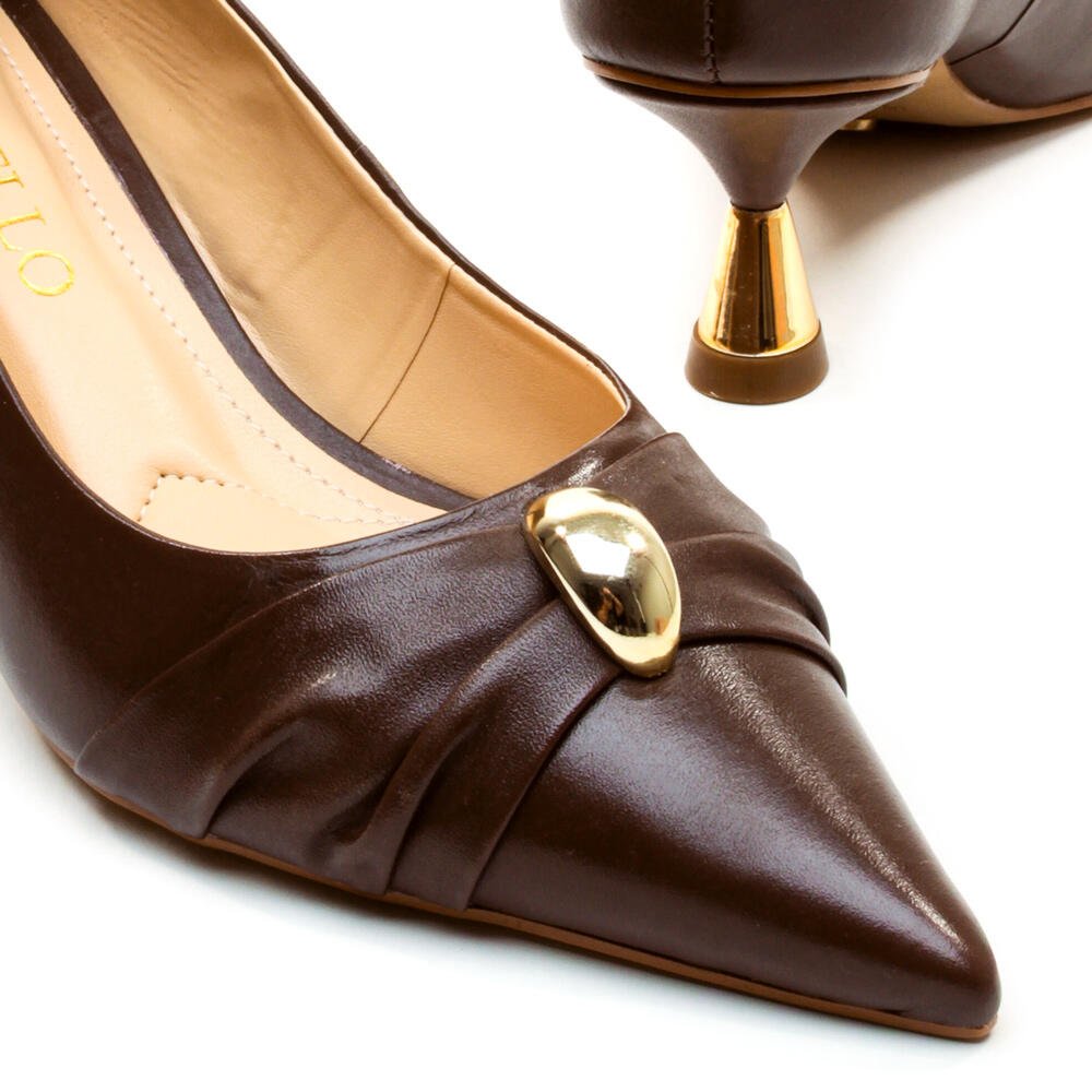Scarpin Couro Marrom Salto Médio Cecconello 2620011-2 Marrom 5