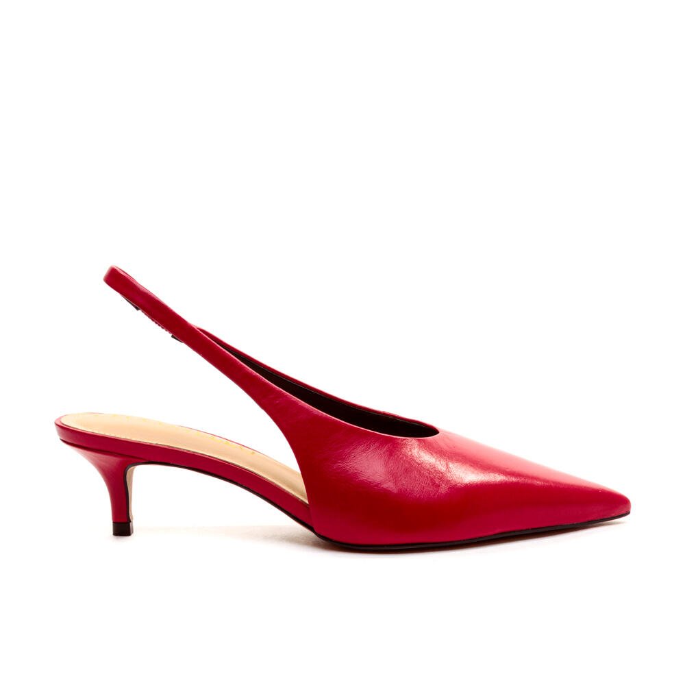 Slingback Couro Vermelho Salto Baixo Cecconello 2629002-8