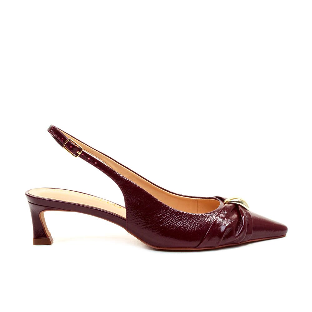 Slingback Couro Bordô Salto Baixo Cecconello 2639011-2