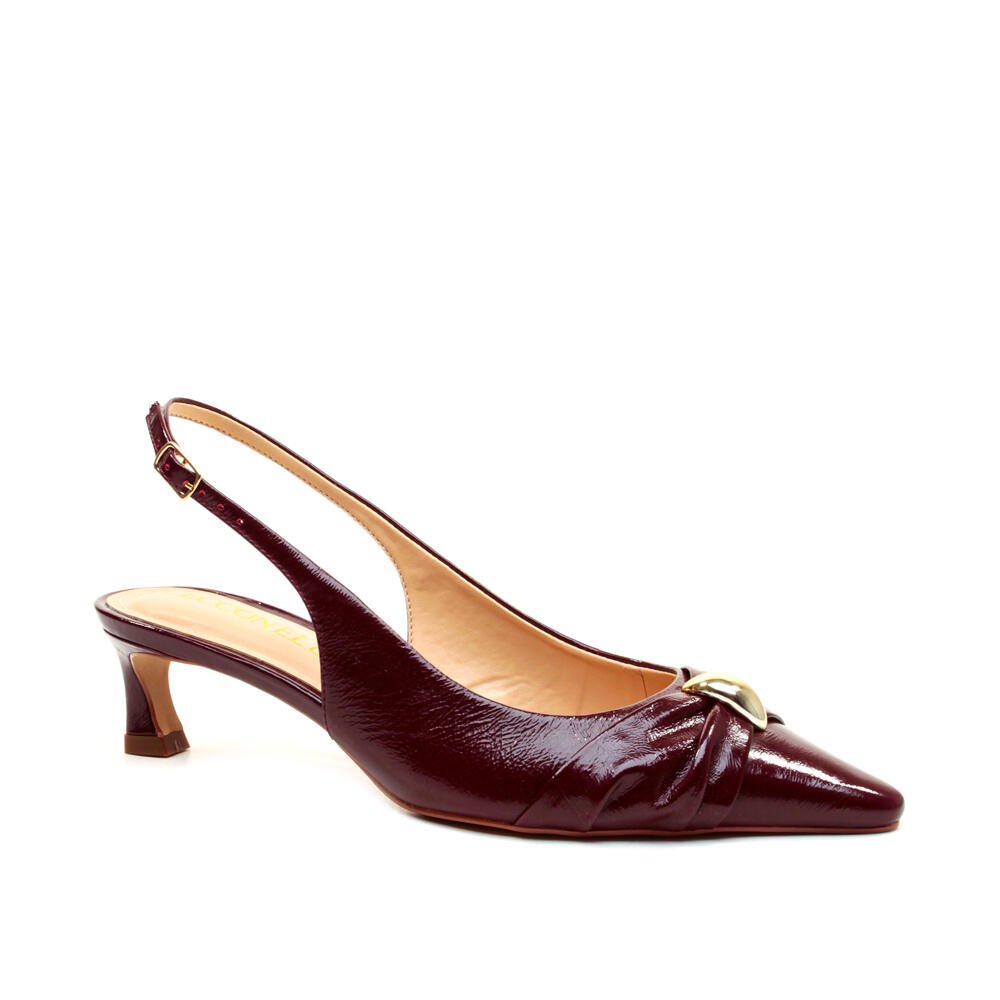 Slingback Couro Bordô Salto Baixo Cecconello 2639011-2 Bordô 3