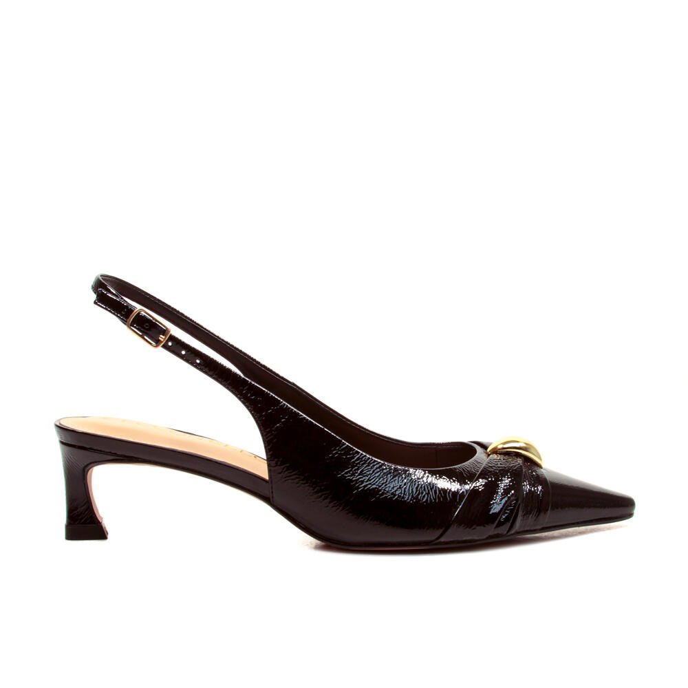 Slingback Couro Preto Salto Baixo Cecconello 2639011-5