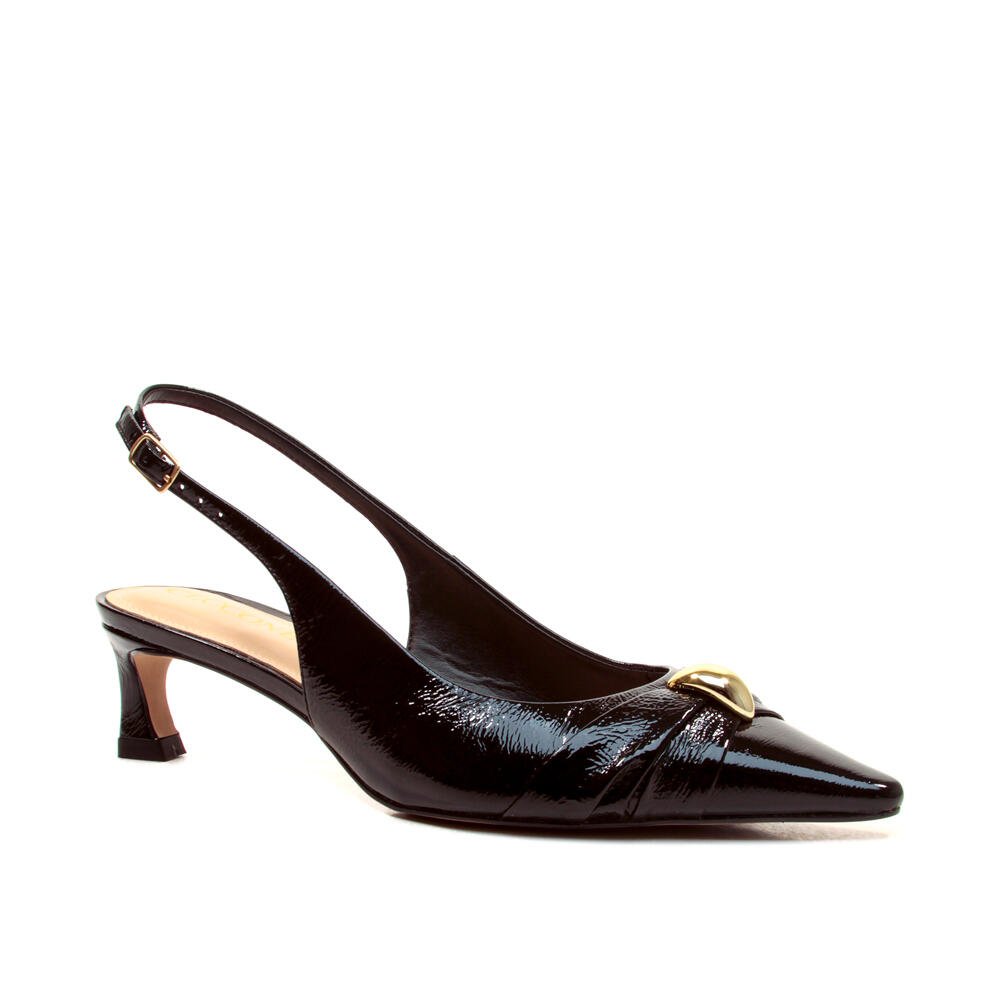 Slingback Couro Preto Salto Baixo Cecconello 2639011-5 Preto 2