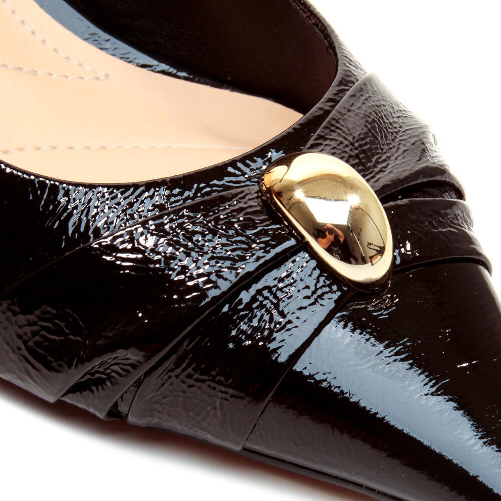 Slingback Couro Preto Salto Baixo Cecconello 2639011-5 Preto 5