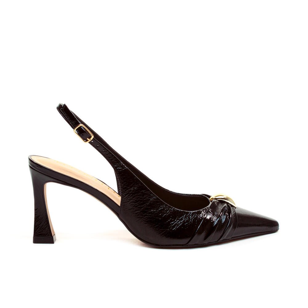 Slingback Couro Preto Salto Médio Cecconello 2640008-3