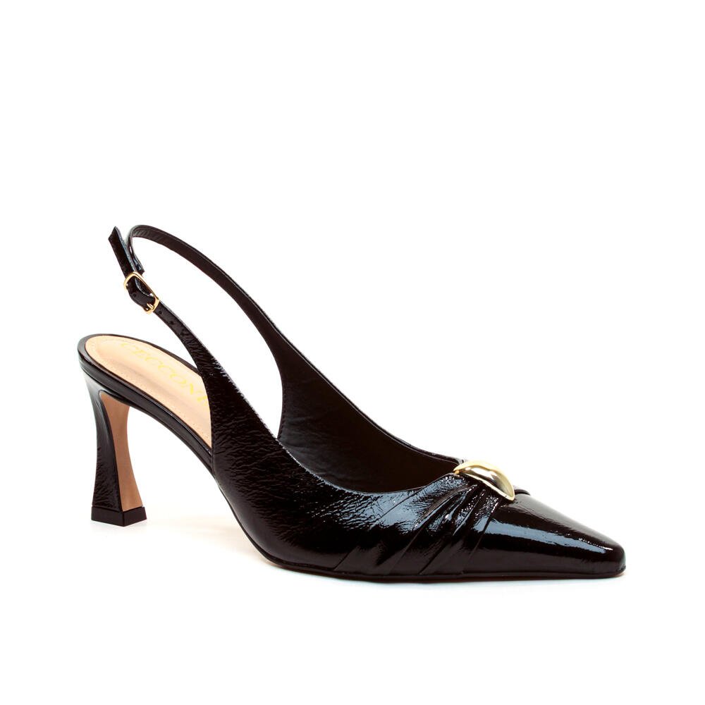 Slingback Couro Preto Salto Médio Cecconello 2640008-3 Preto 3