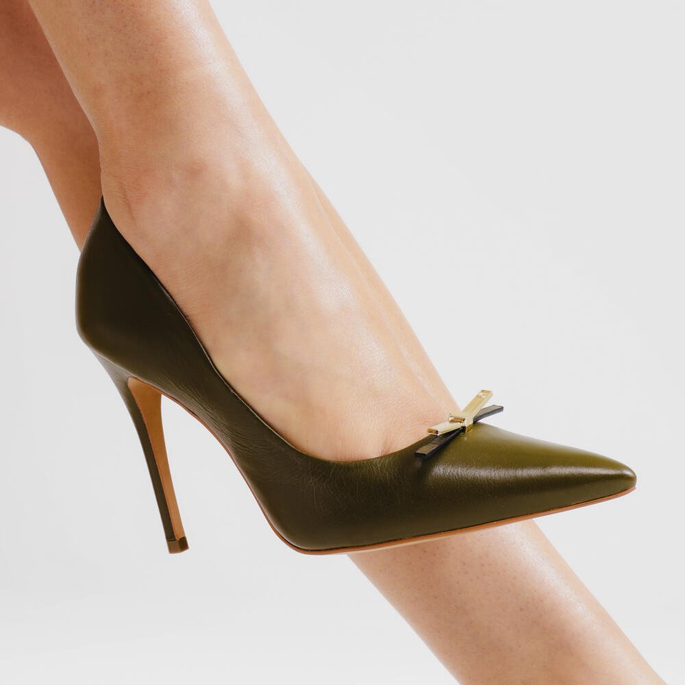 Scarpin Couro Verde Salto Alto Cecconello 2624010-2