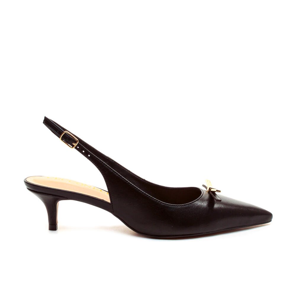 Slingback Couro Preto Salto Baixo Cecconello 2629013-1 Preto 5