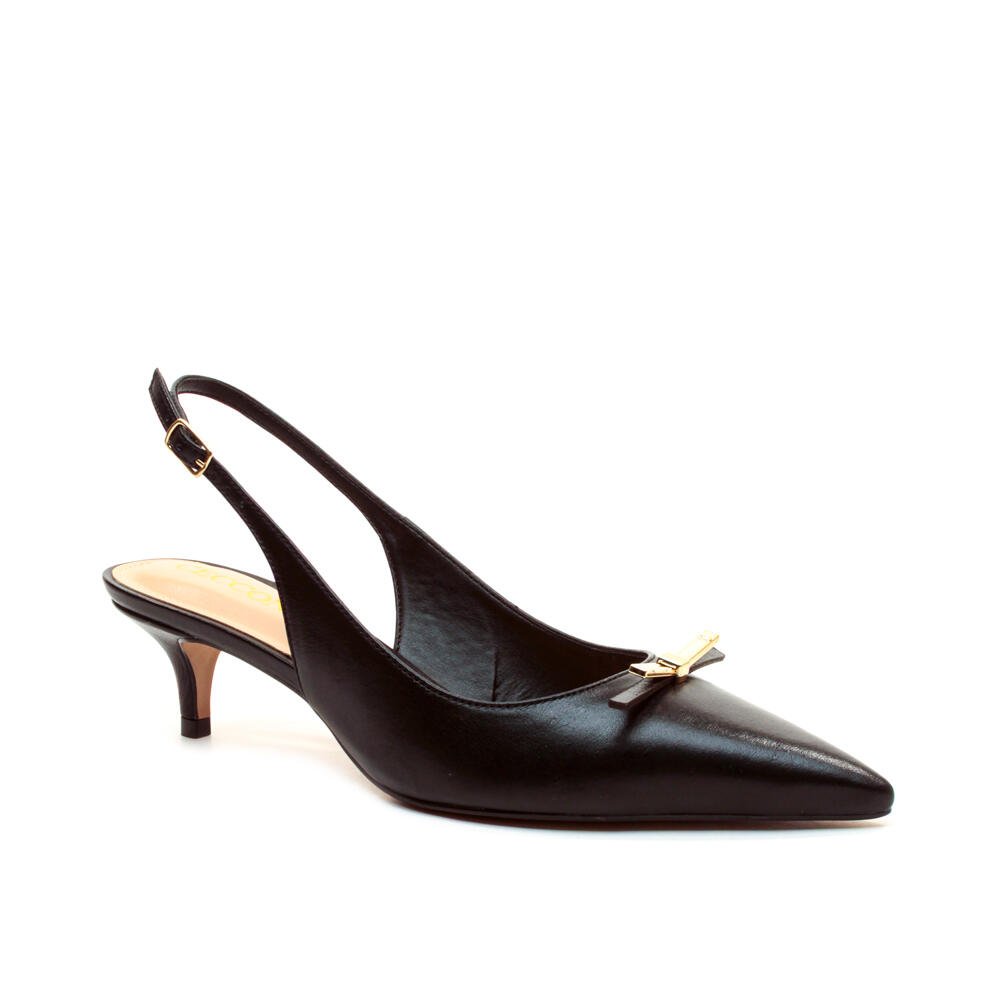 Slingback Couro Preto Salto Baixo Cecconello 2629013-1 Preto 2
