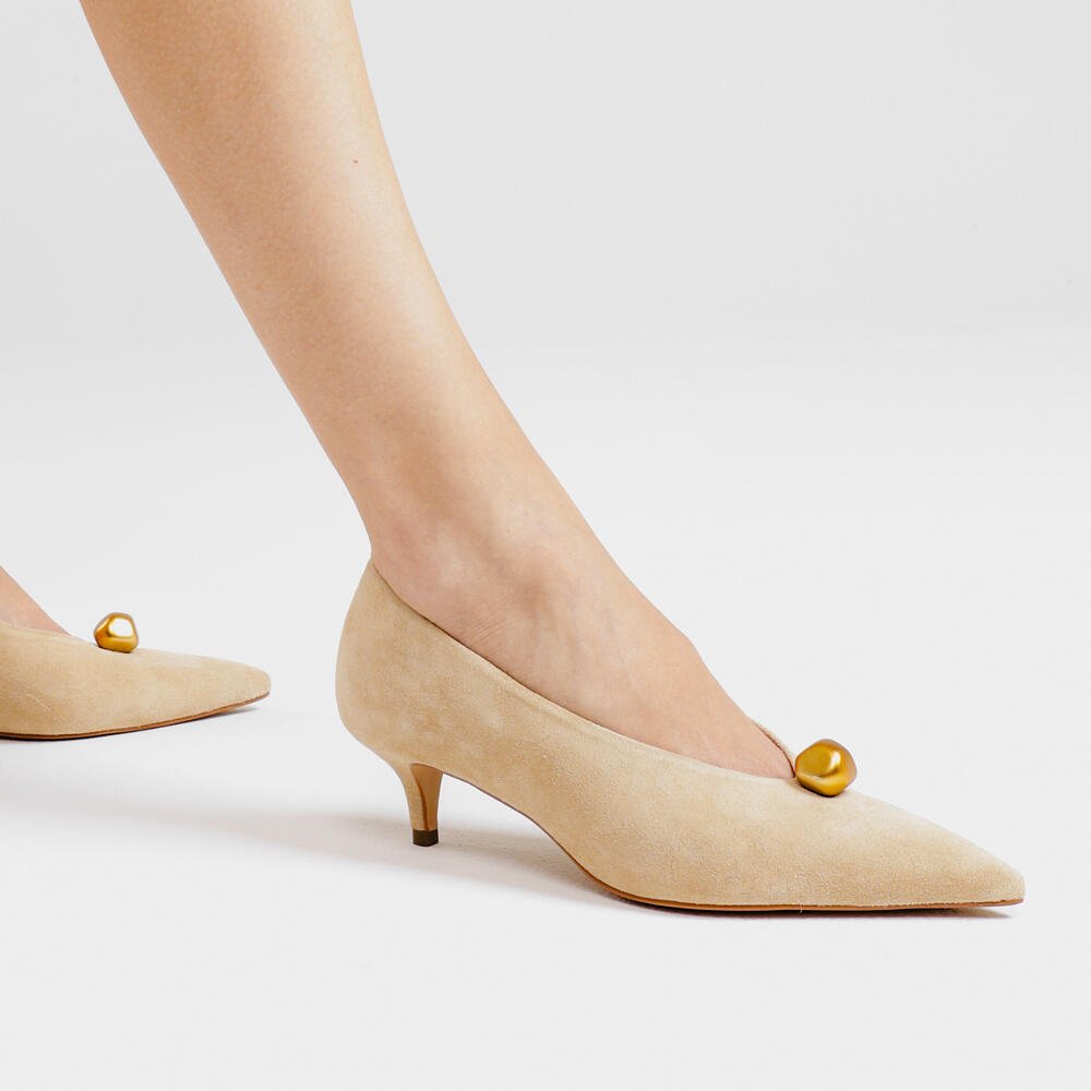 Scarpin Couro Creme Salto Baixo Cecconello 2629014-2 Creme 2