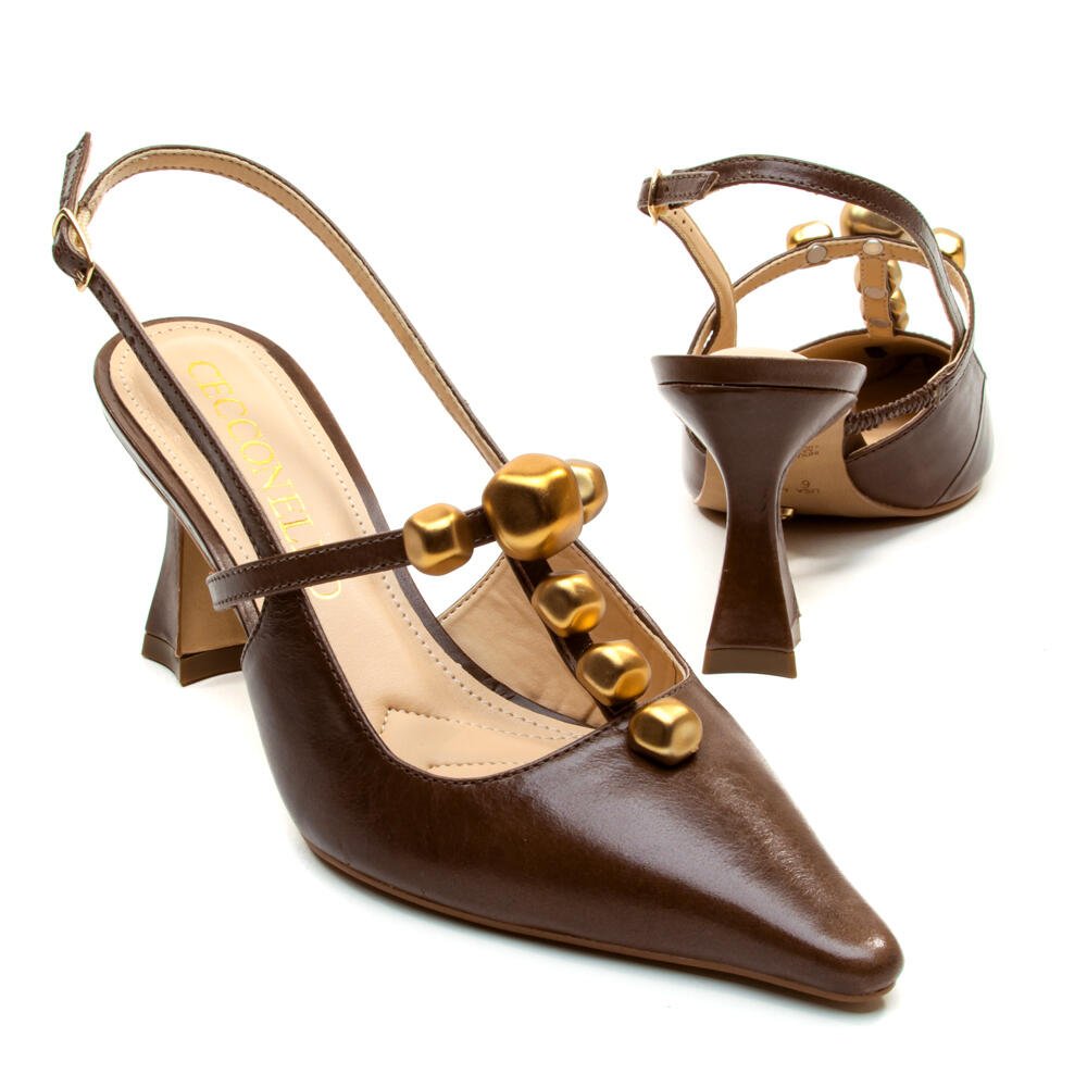 Slingback Couro Marrom Salto Médio Cecconello 2632011-1 Marrom 4