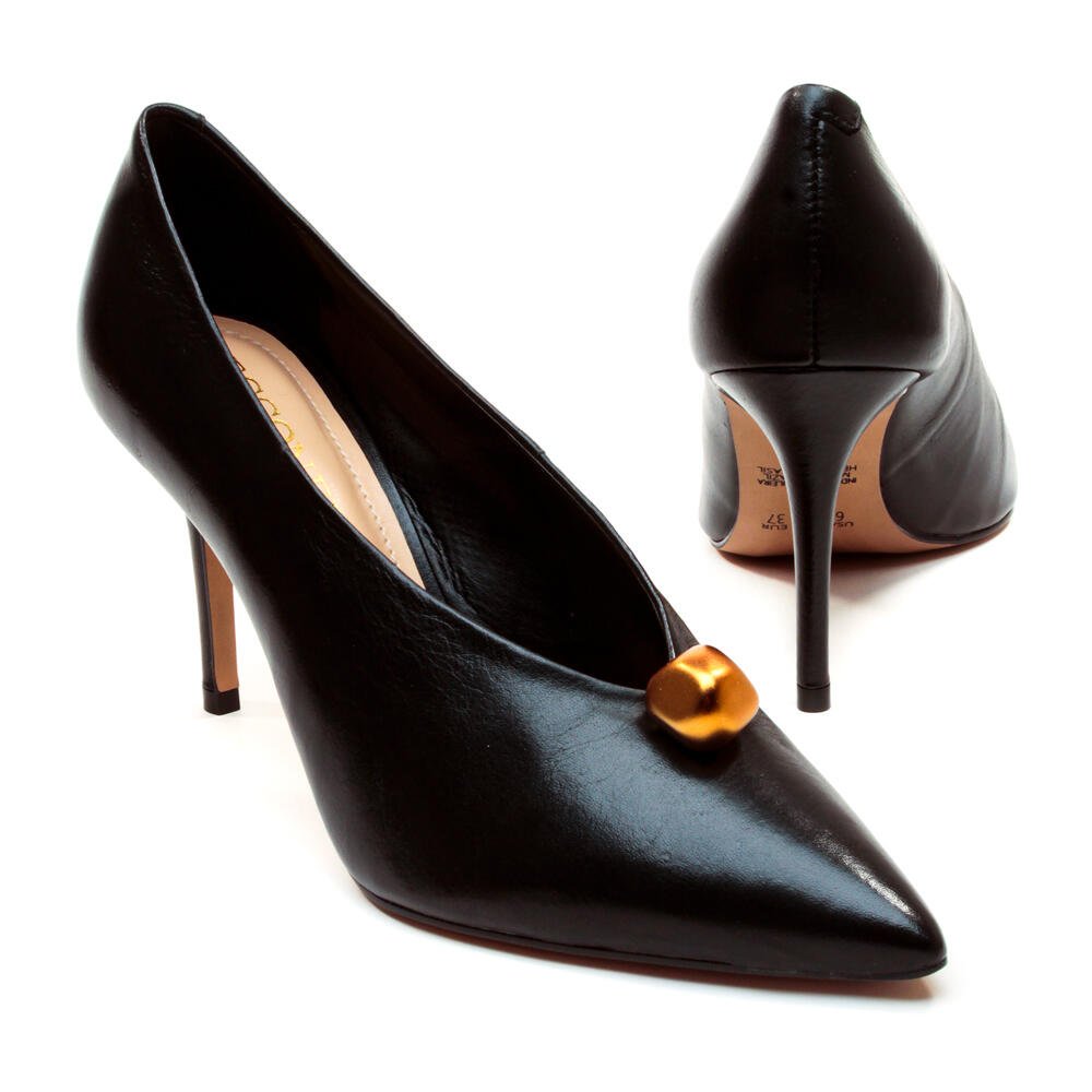 Scarpin Couro Preto Salto Alto Cecconello 2643009-1 Preto 5
