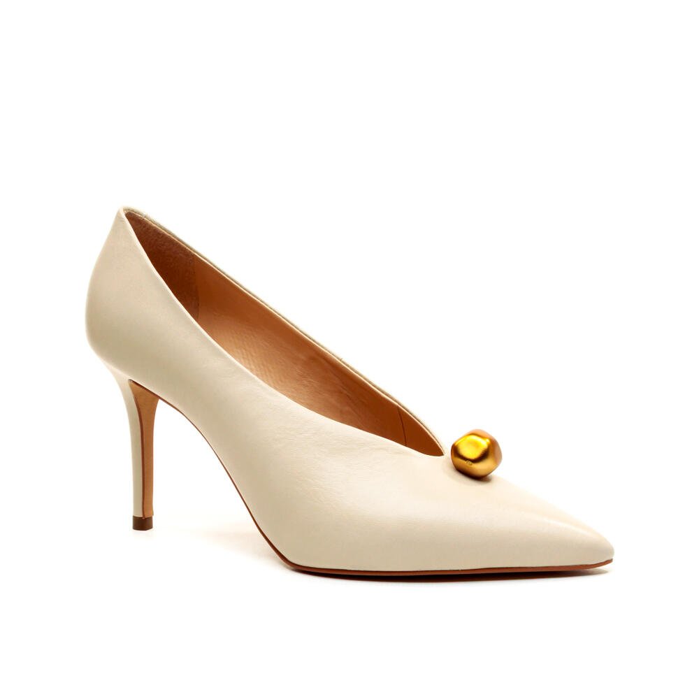 Scarpin Couro Off White Salto Alto Cecconello 2643009-2 Off White 3