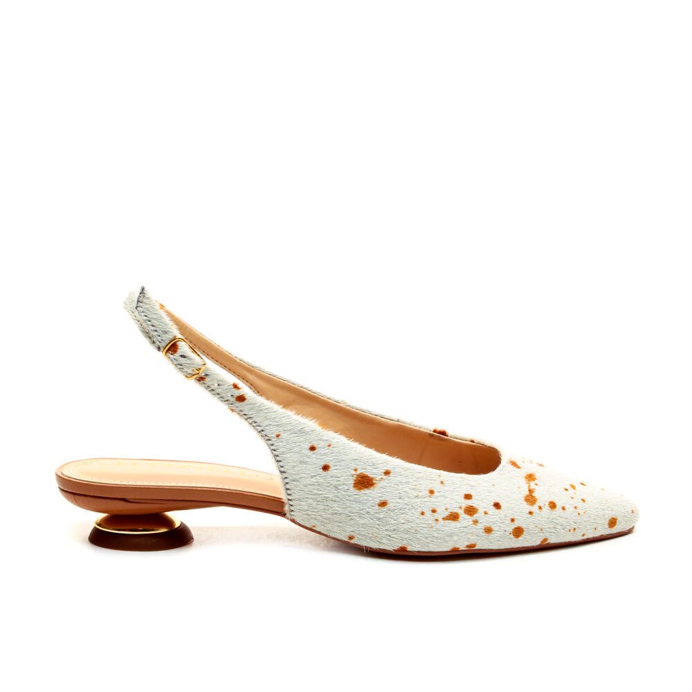 Slingback Couro Branco Salto Baixo Cecconello 2645001-12