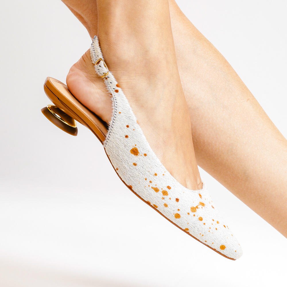 Slingback Couro Branco Salto Baixo Cecconello 2645001-12 Branco 2