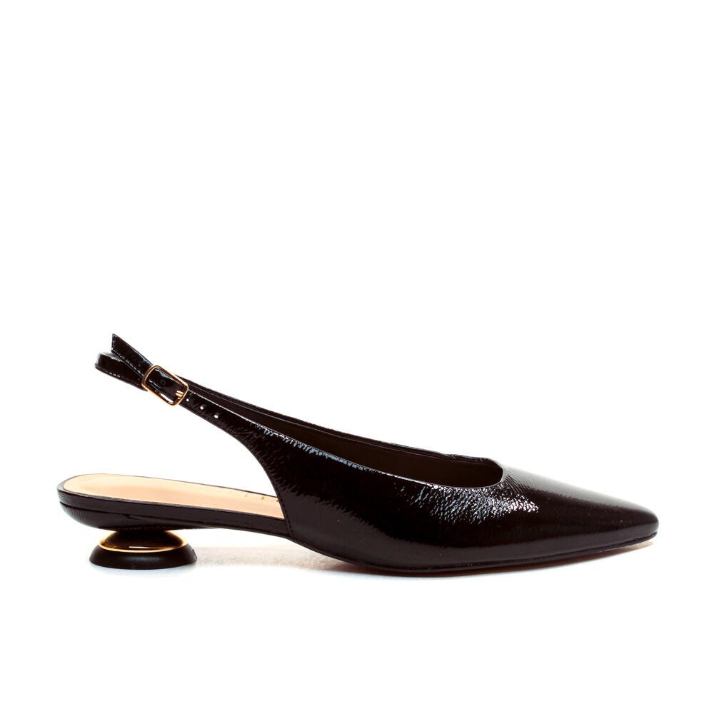 Slingback Couro Preto Salto Baixo Cecconello 2645001-13