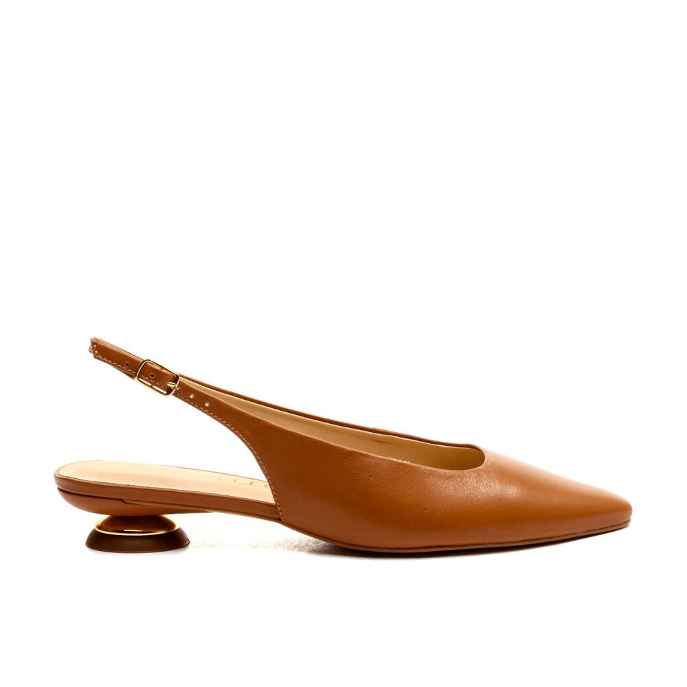 Slingback Couro Marrom Salto Baixo Cecconello 2645001-14