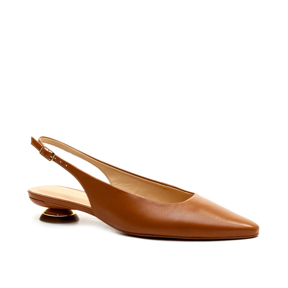 Slingback Couro Marrom Salto Baixo Cecconello 2645001-14 Marrom 3