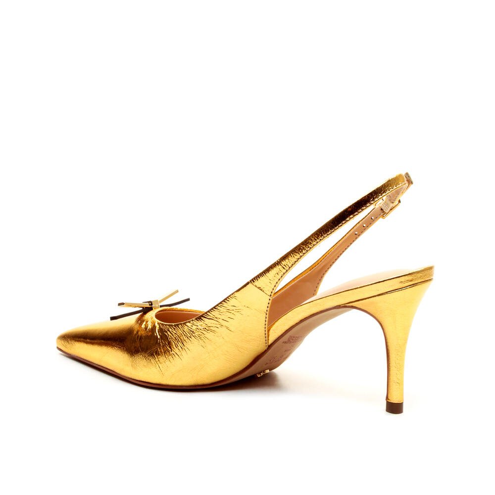 Slingback Couro Ouro Salto MÉdio Cecconello 2658009-2